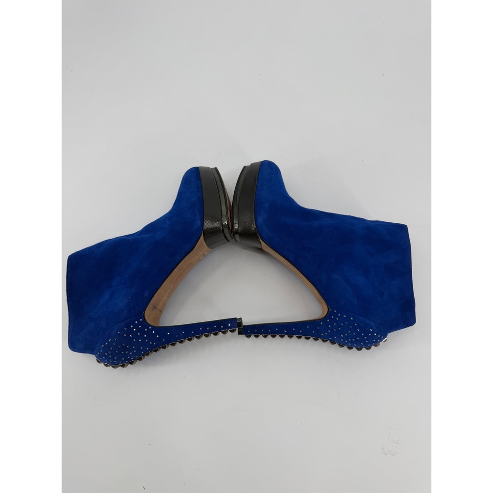 Vince Camuto Blue Suede Studded Platform Ankle Boots Heels 7.5B 37.5 - Picture 6 of 8